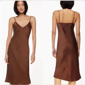 La Ligne Slip Dress women's size XS brown modern midi adjustable straps